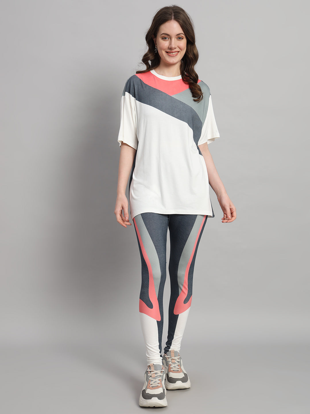 Salmon Colourblock Leggings Set