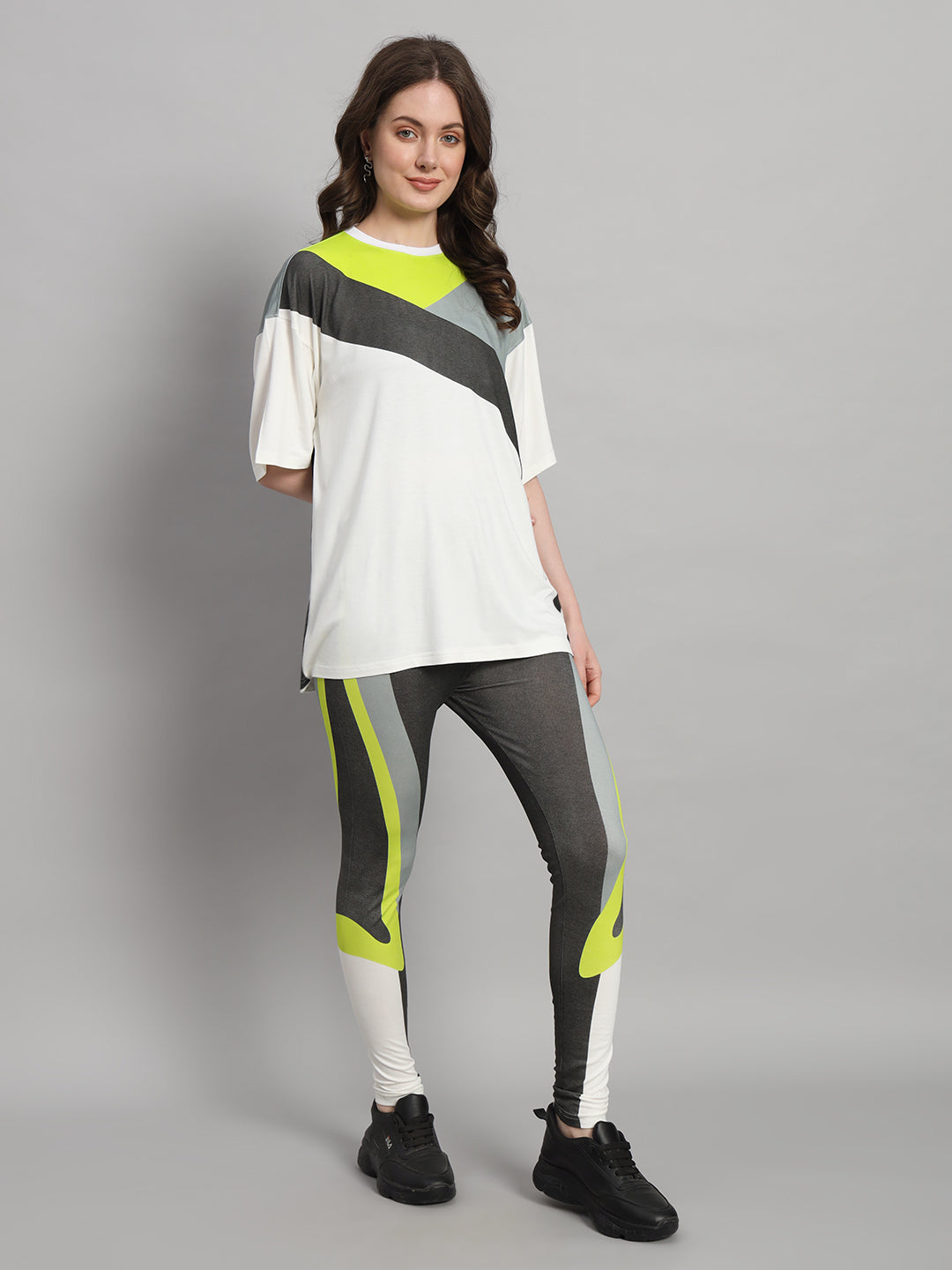 Lime Colourblock Leggings Set