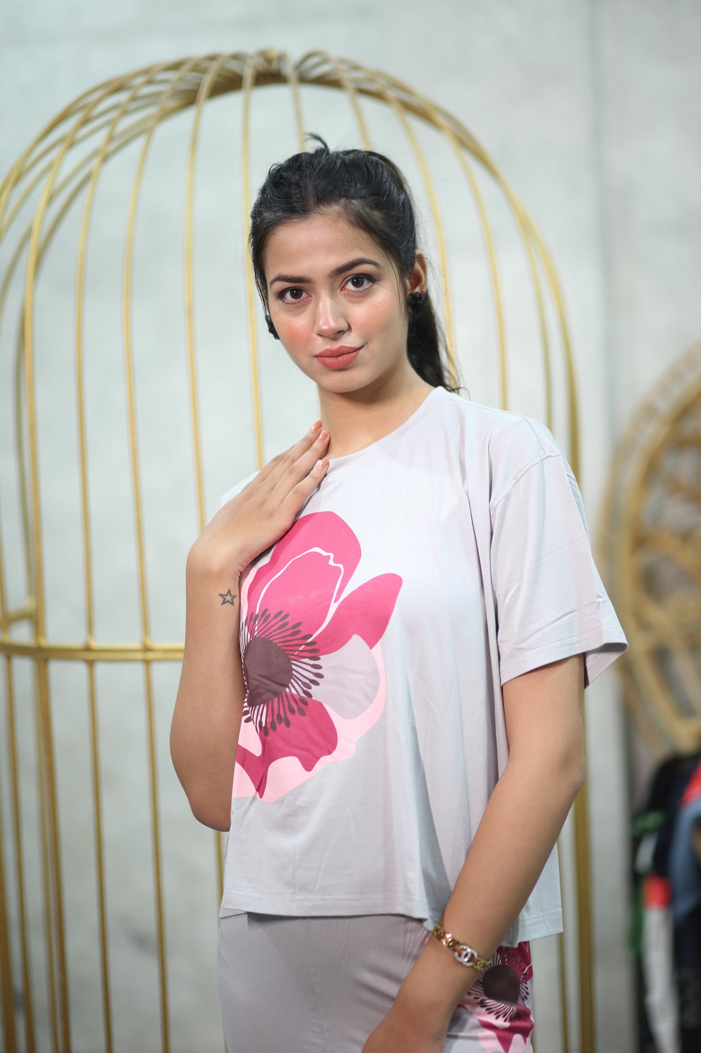 Cloud Grey Poppy Leggings Set