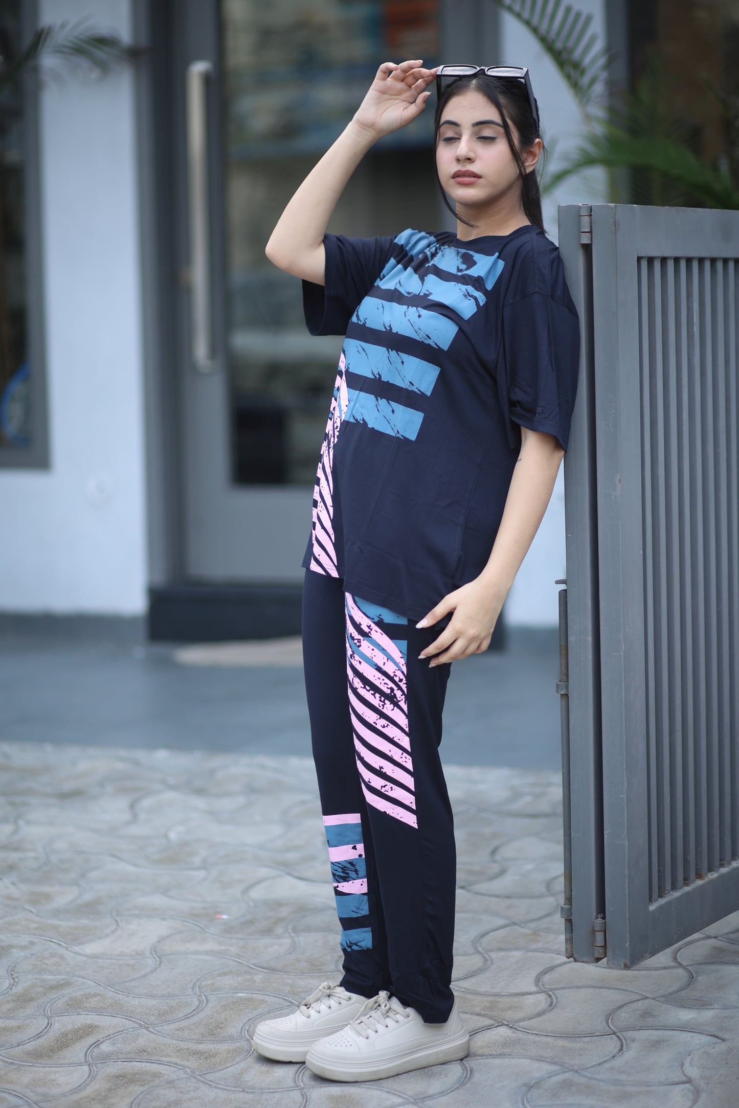 Dark Navy Streak Print Leggings Set