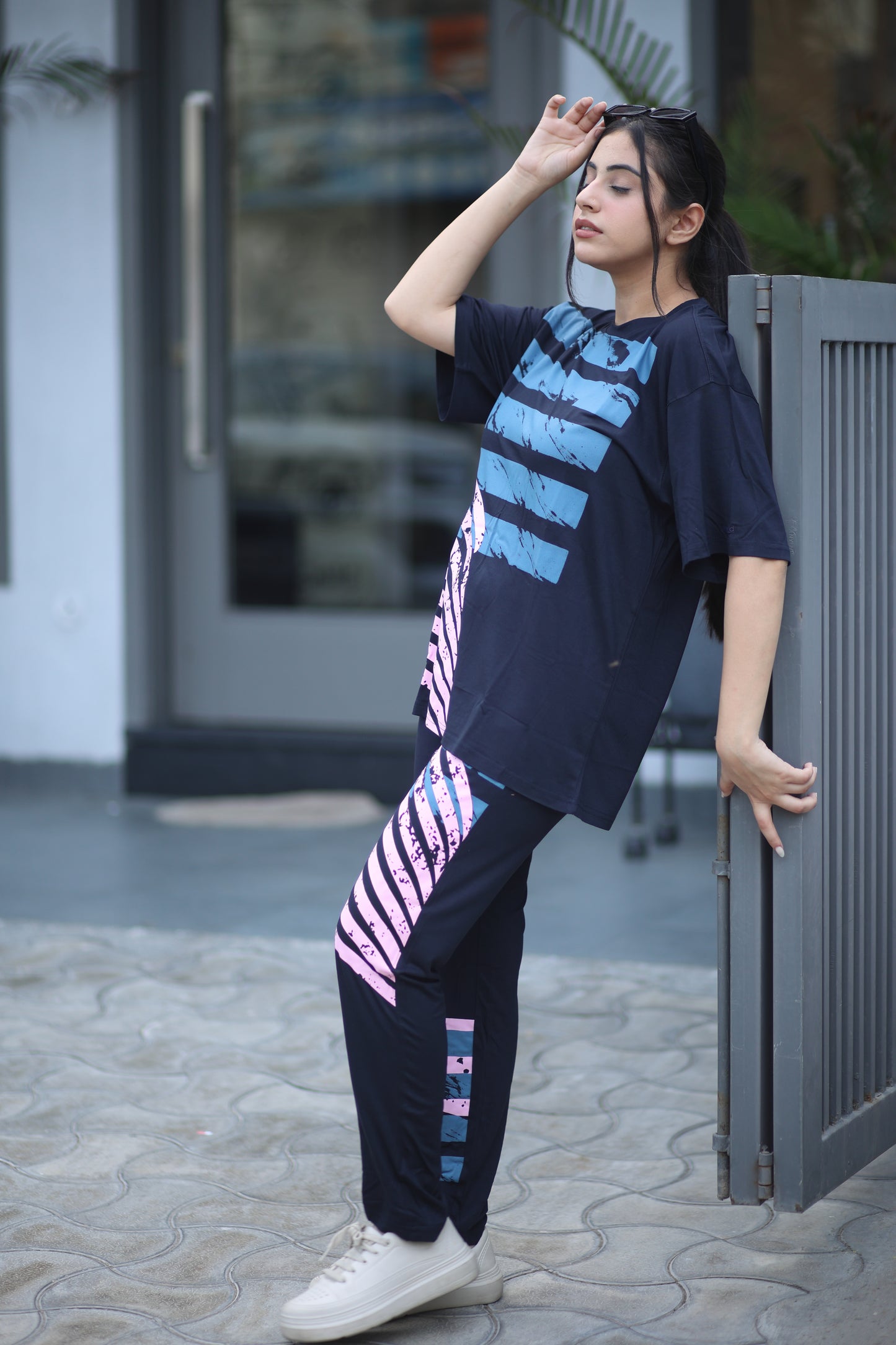 Dark Navy Streak Print Leggings Set